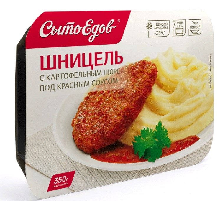 СЕ Шницель с картоф пюре под красным соус 350гр*10 (4)