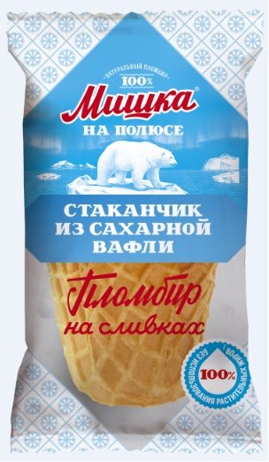 МП Стаканчик Сахарный МИШКА Пломбир 80гр*30
