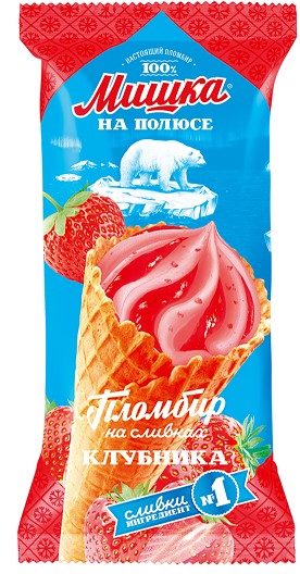 МП Рожок большой МИШКА Клубничный 110гр*18